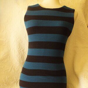 Diane Von Furstenberg Blue and Black Striped Dress Size 0